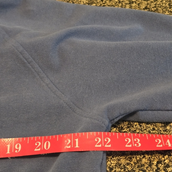 Artisan Women's XL Blue Pullover Drawstring Hoodie Floral Embroidery - Picture 2 of 11